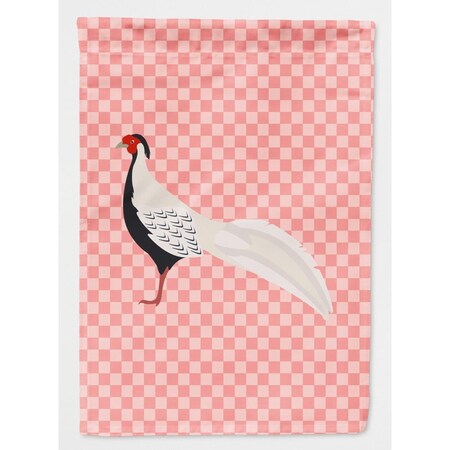Carolines Treasures Silver Pheasant Pink Check Canvas House Flag BB7929CHF